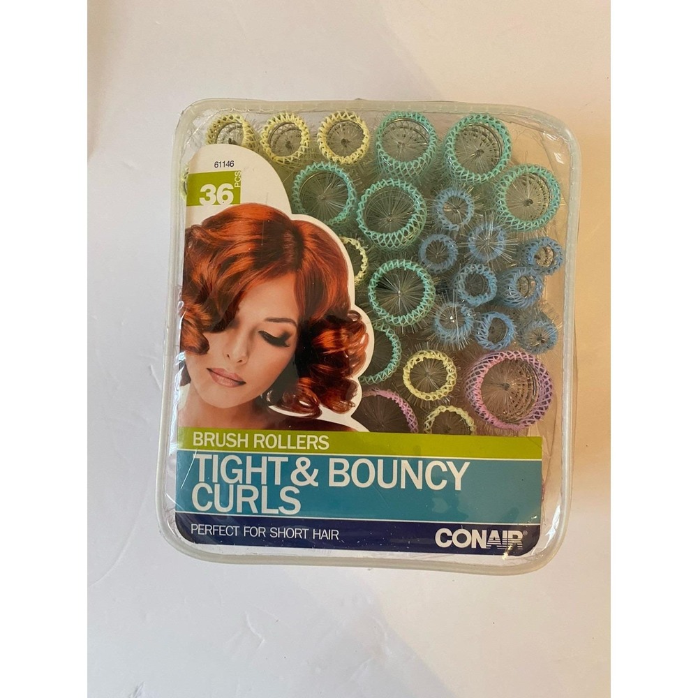 Y2K VTG‎ Conair Brush Roller Tight & Bouncy Curls Hair Curlers Pins Original Bag